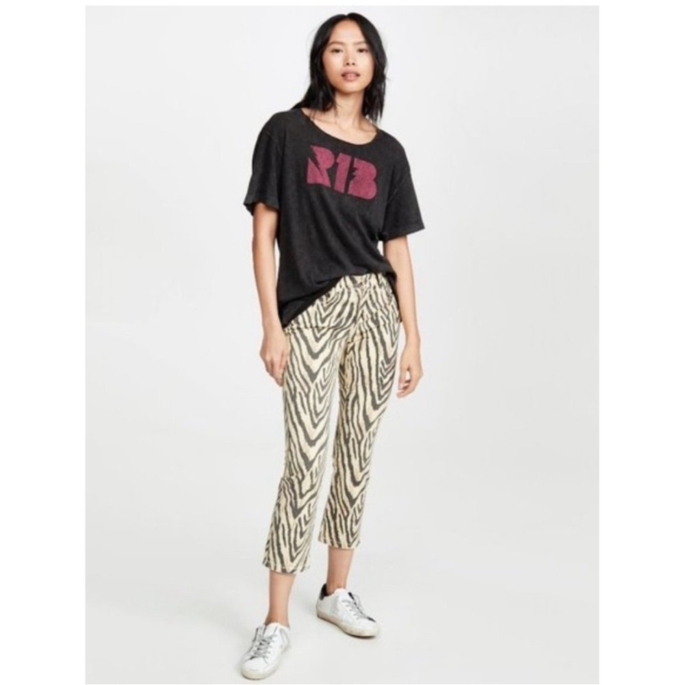 Current/Elliott The Ruby Crop Zebra Print Capris Cream Black 29